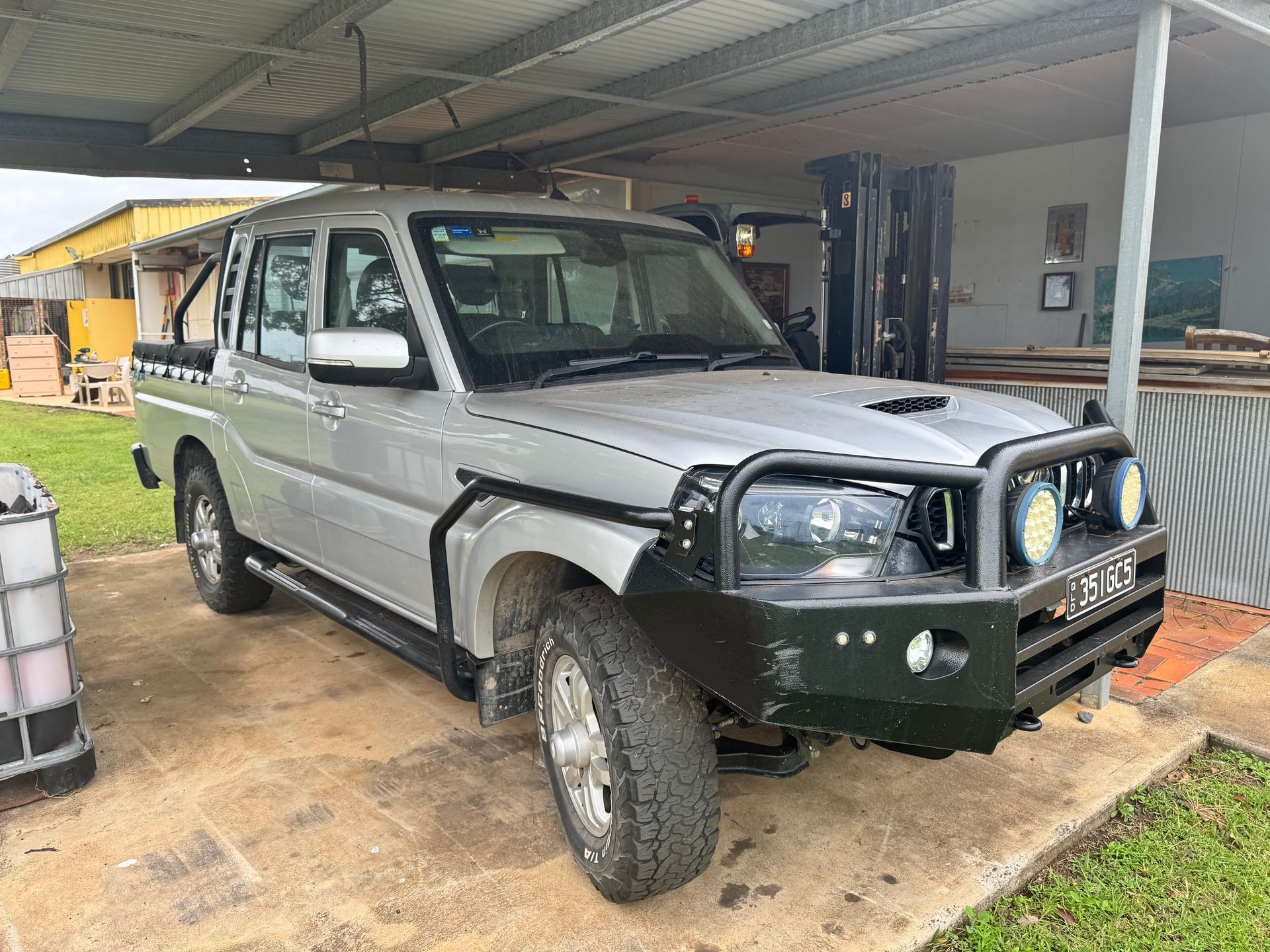 Silver Pickup Truck Parked Under a Covered Area — Bundaberg Auction Centre in Gooburrum, QLD