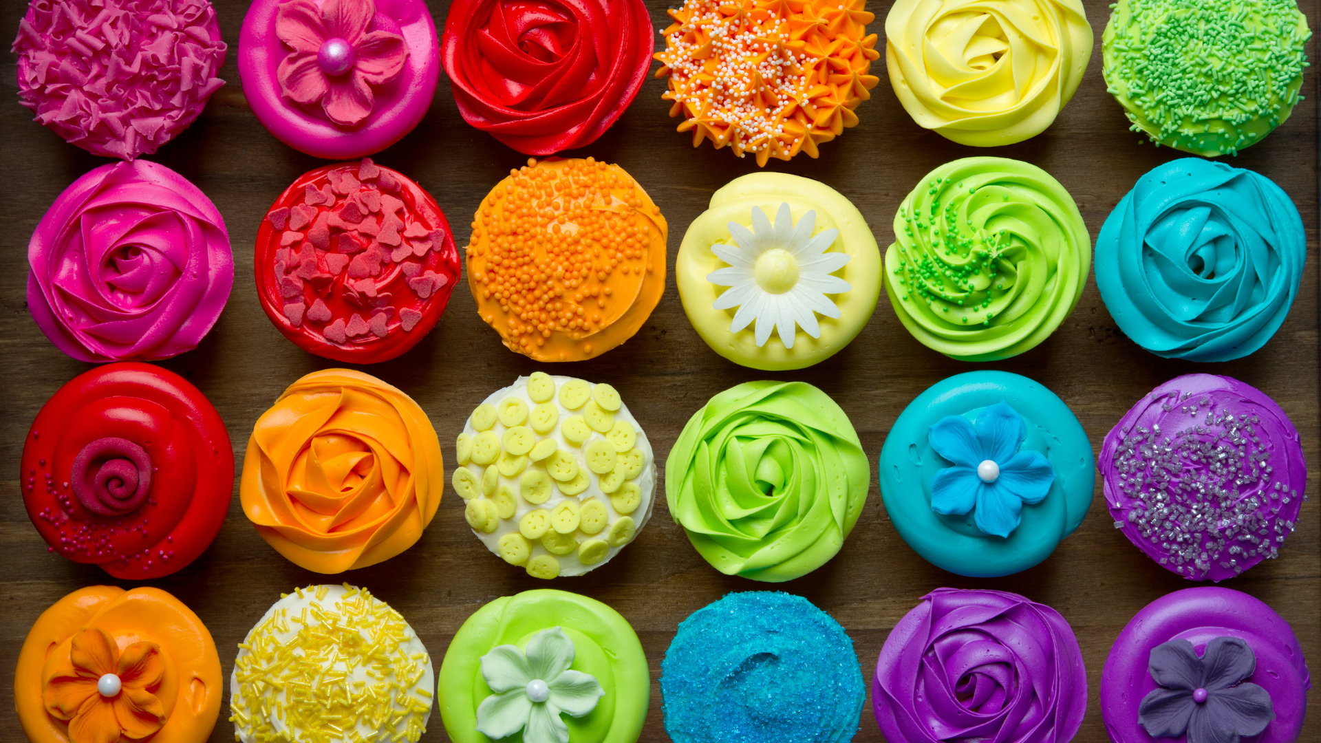 rainbow wedding cupcakes at international wedding festival in modesto