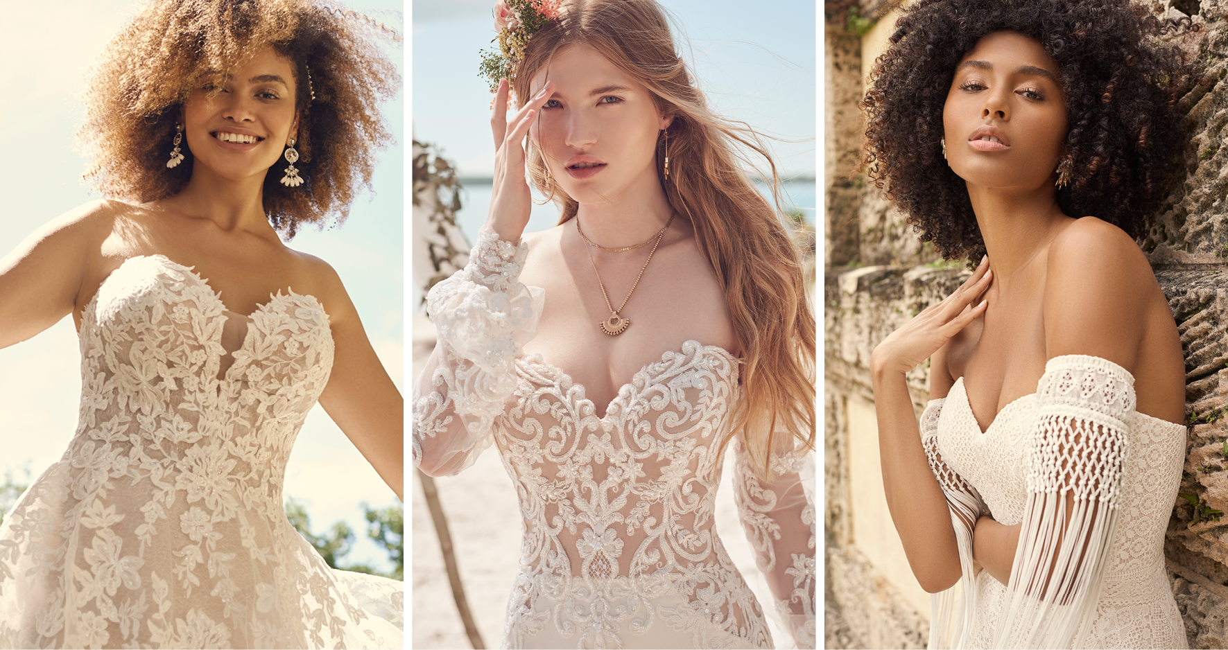 maggie sottero wedding gown three designs for summer
