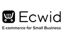 Ein schwarz-weißes Logo für Ecwid E-Commerce für kleine Unternehmen.
