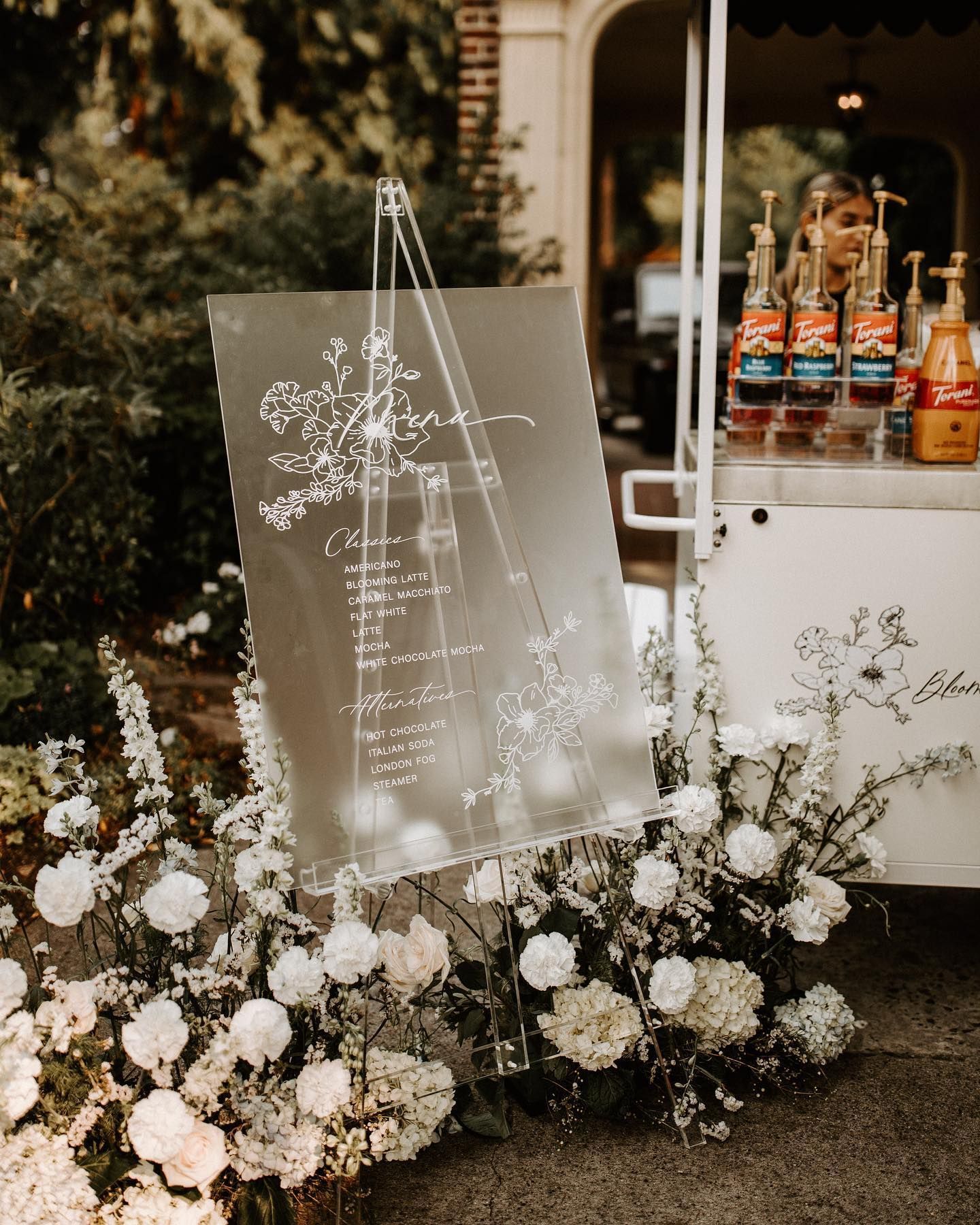 A Clear Sign in Front of a Cart — Gig Harbor, WA — Blooming Espresso