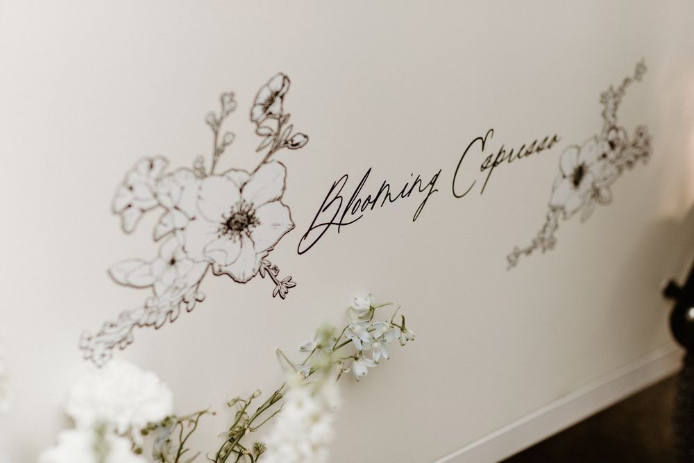 White Wall with Drawing of Flowers — Gig Harbor, WA — Blooming Espresso