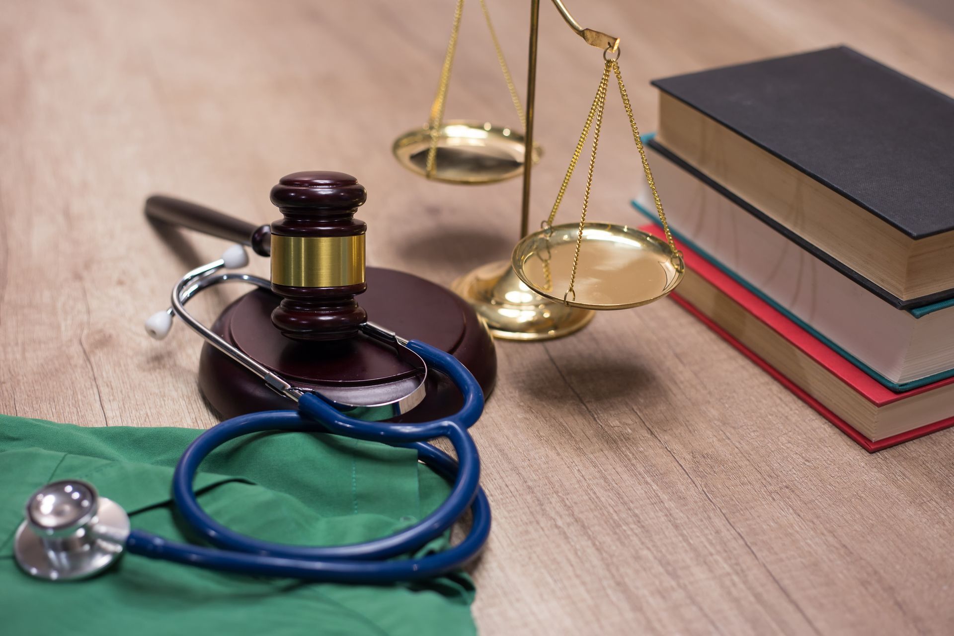 Gavel and stethoscope in background, Personal Injury Attorney in Manitowoc WI by Janssen Law, LLC