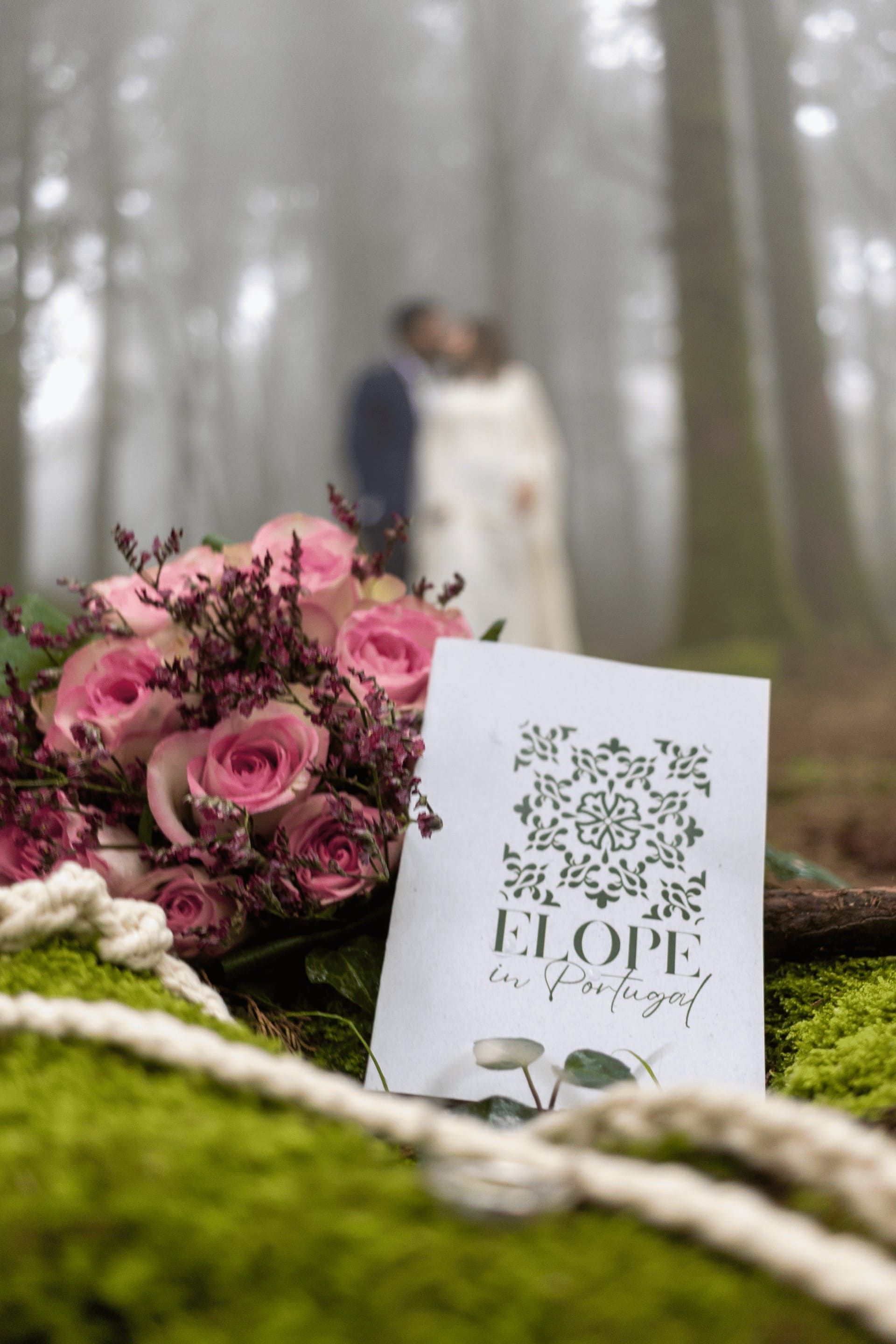 A close-up of a wedding stationery card with an 