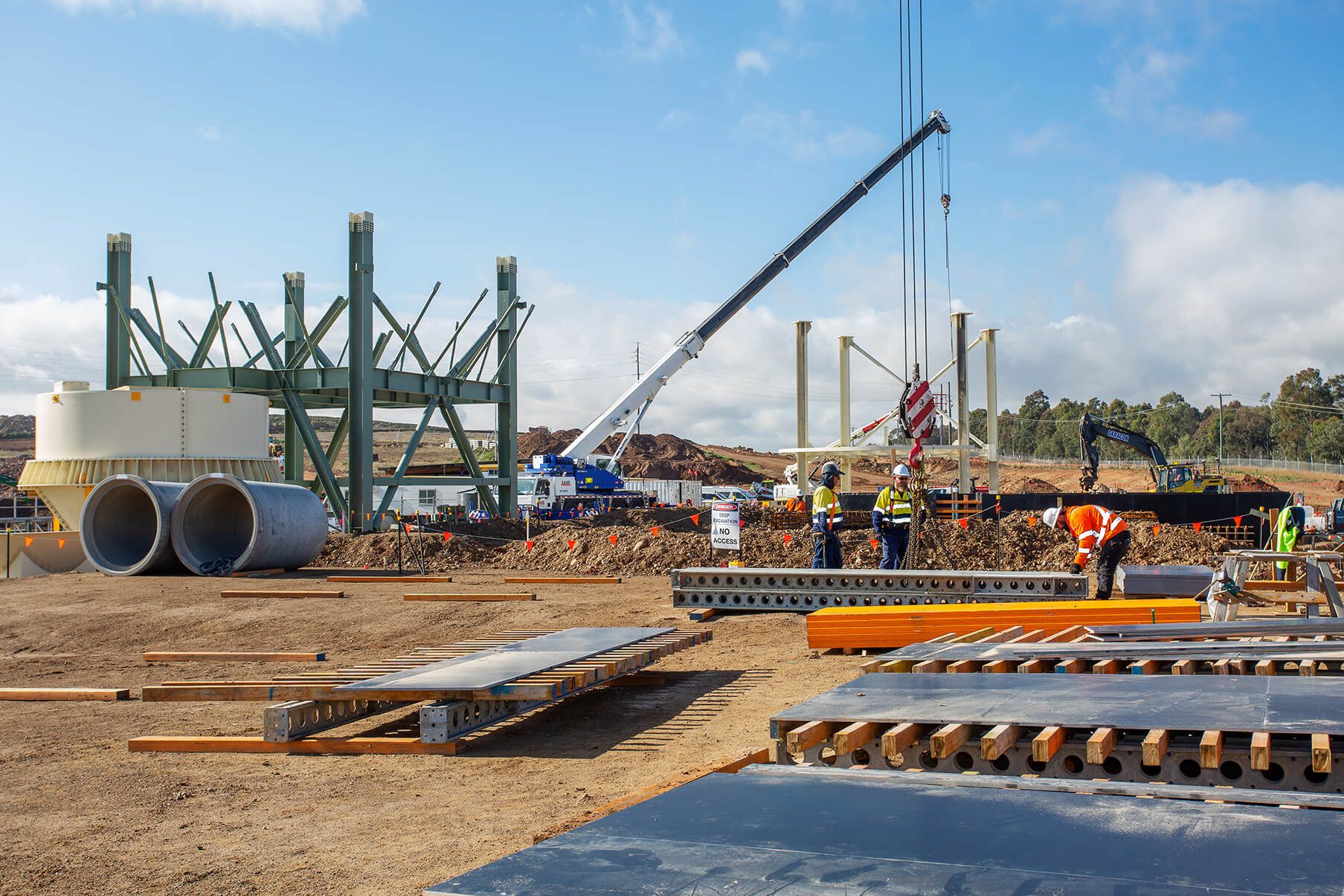 lifting metal beams with crane