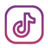 A tik tok icon in a purple square on a white background.