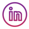 A purple and white logo with the word in in a circle.