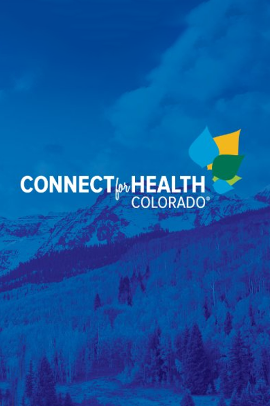 A blue background with the words connect to health colorado on it