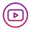 A purple youtube icon in a circle on a white background.