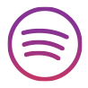 A spotify icon in a purple circle on a white background.