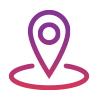 A purple and pink map pin with a circle in the middle.