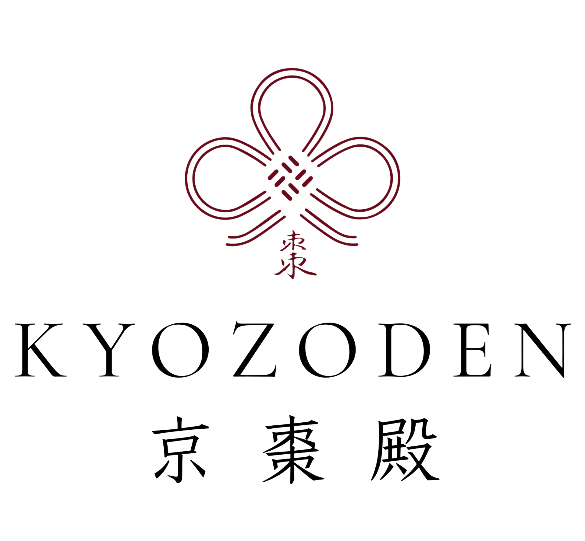 紅色日本標誌,有花卉圖案,下方寫著「KYOZODEN」字樣。