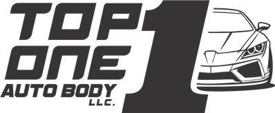 Top One Auto Body LLC logo with a stylized black car front and bold text.