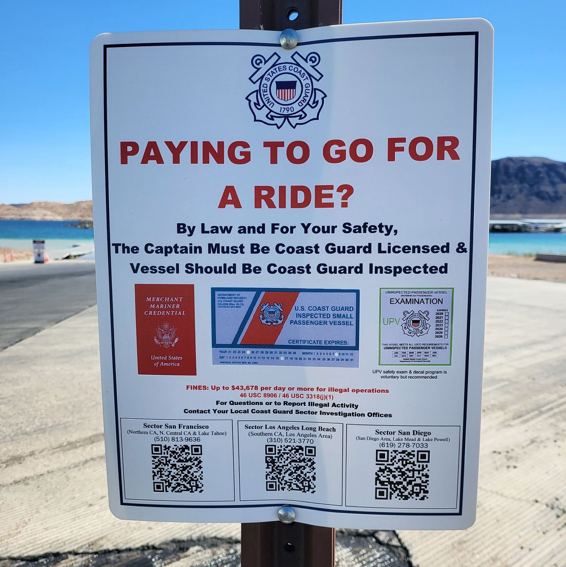 United States Coast Guard launch ramp sign Lake Mead  Nevada 
