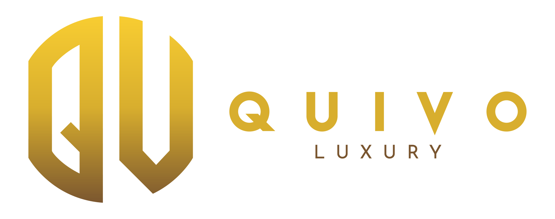 The logo for quivo luxury is a gold logo on a white background.