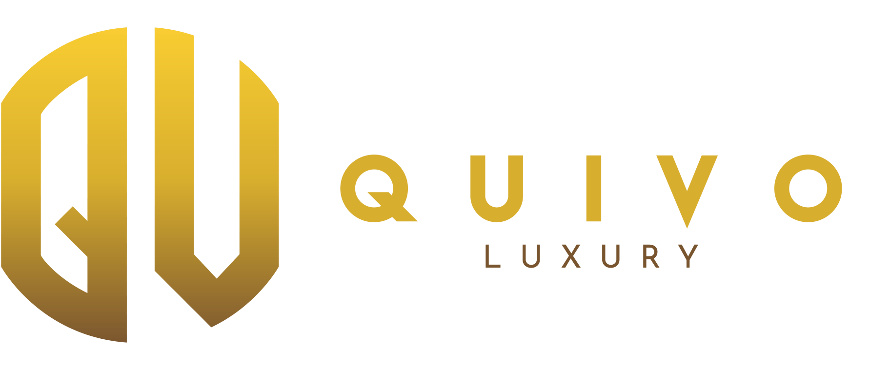 The logo for quivo luxury is a gold logo on a white background.