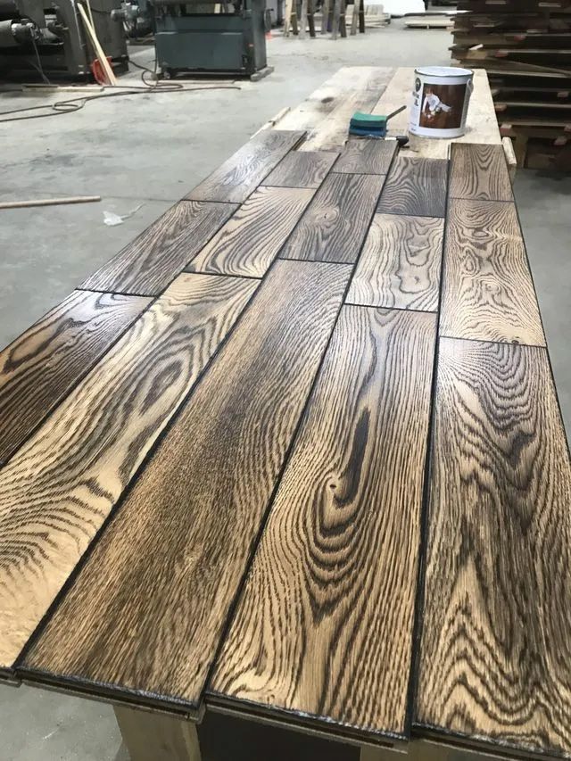 Charred white oak hardwood flooring
