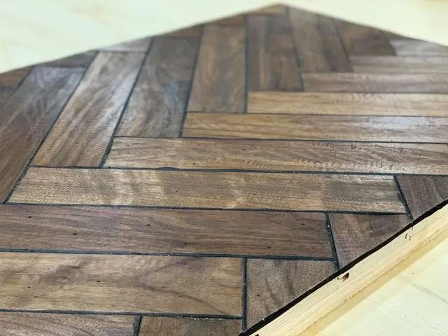 Walnut herringbone hardwood flooring