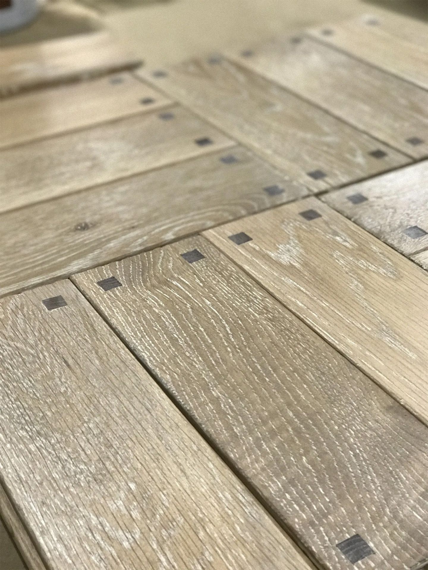 Pegged white oak hardwood flooring
