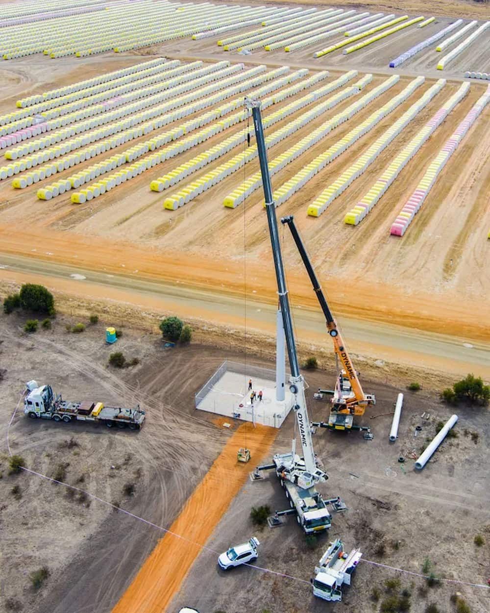 An Aerial View Of A Construction Site With A Crane In The Middle Of A Field — Dynamic Crane Hire In Emerald, QLD