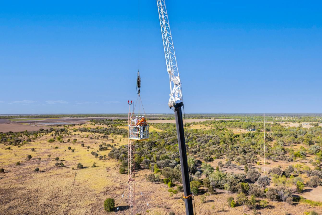 An Aerial View Of A Crane In The Middle Of A Desert — Dynamic Crane Hire In Emerald, QLD