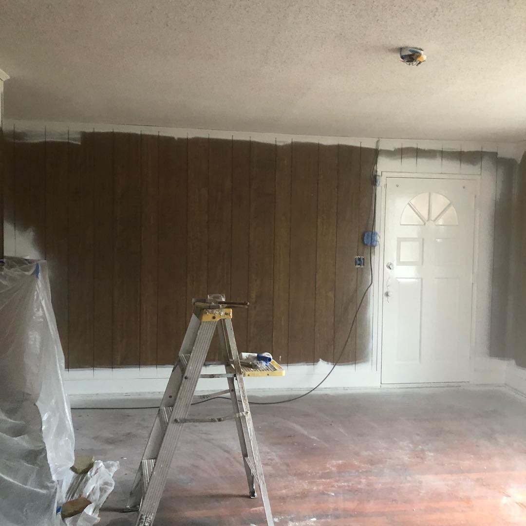 A room is being painted with a ladder in the foreground.