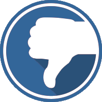 Blue circle icon featuring a white thumbs-down hand gesture.