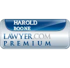 Harold Boone, Lawyer.com Premium badge, blue and silver.