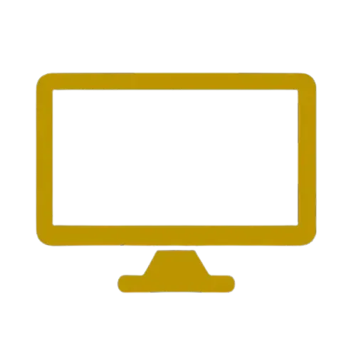 A gold computer monitor icon on a white background.