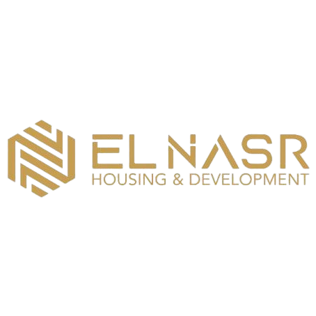 The logo for el nasr housing and development is a gold logo on a white background.