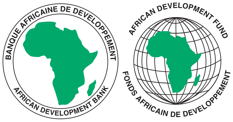 A logo for the african development fund with a map of africa