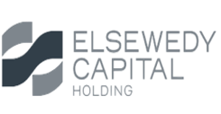 The logo for elsewedy capital holding is black and white