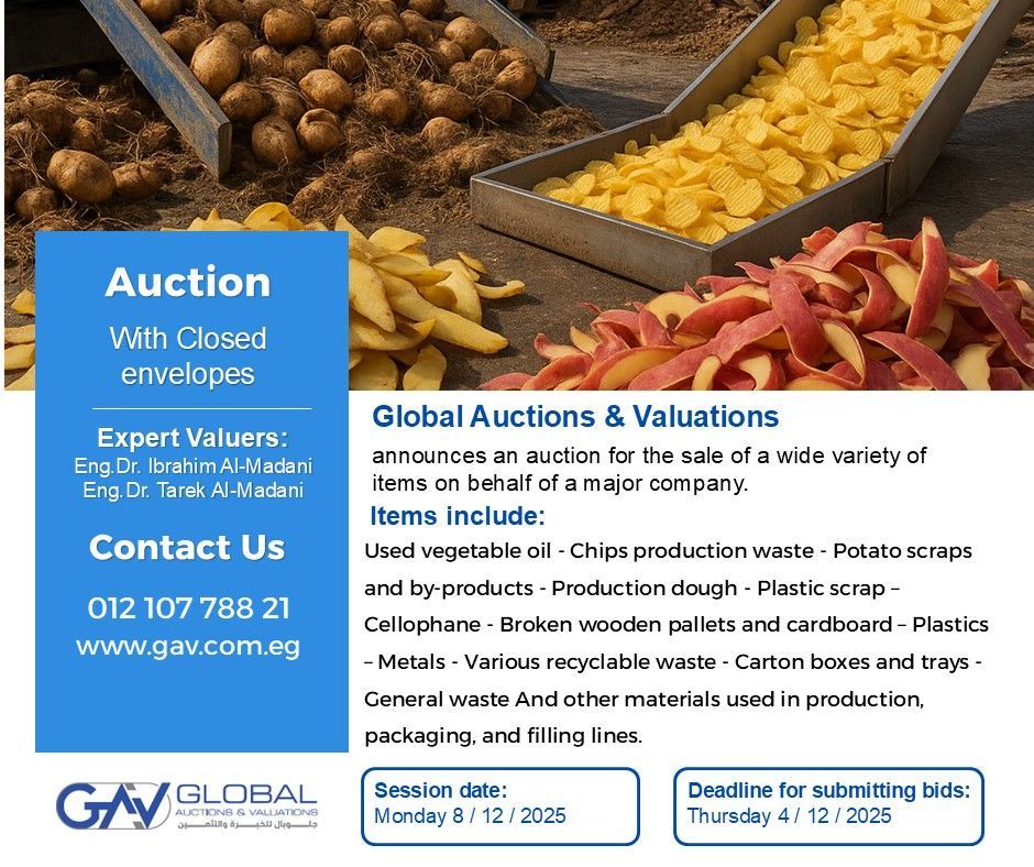 فرصة للتعاقد والدخول في مزاد بنظام المظاريف المغلقة  - مزاد لبيع العديد من الأصناف المتنوعة لصالح إحدى الشركات كبرى