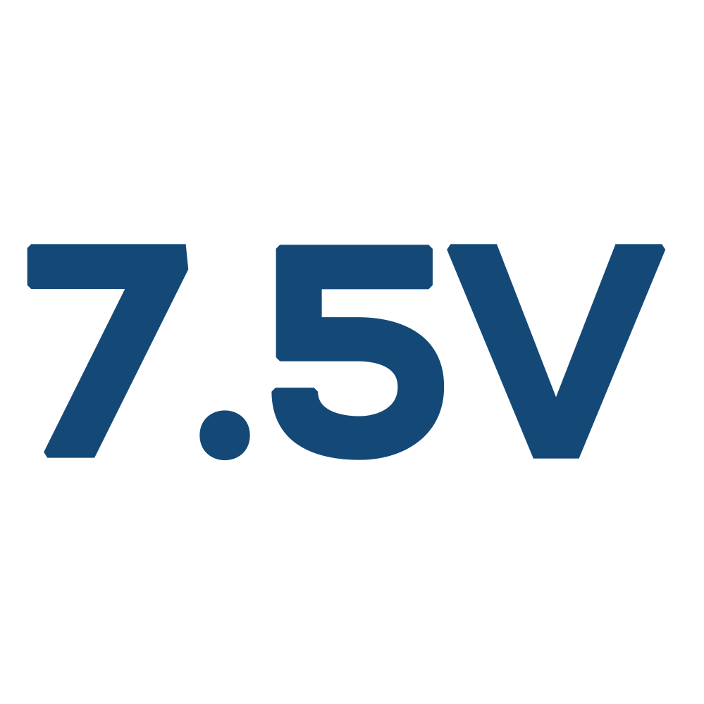 A blue 7.5v logo on a white background.