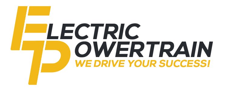 The logo for electric powertrain is yellow and black and says `` we drive your success ''.