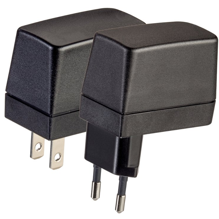 A pair of black chargers with a white background
