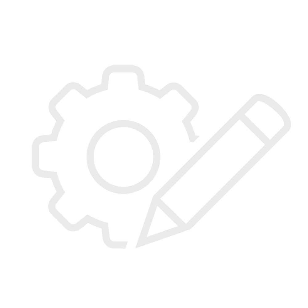 An icon of a gear and a pencil on a white background.