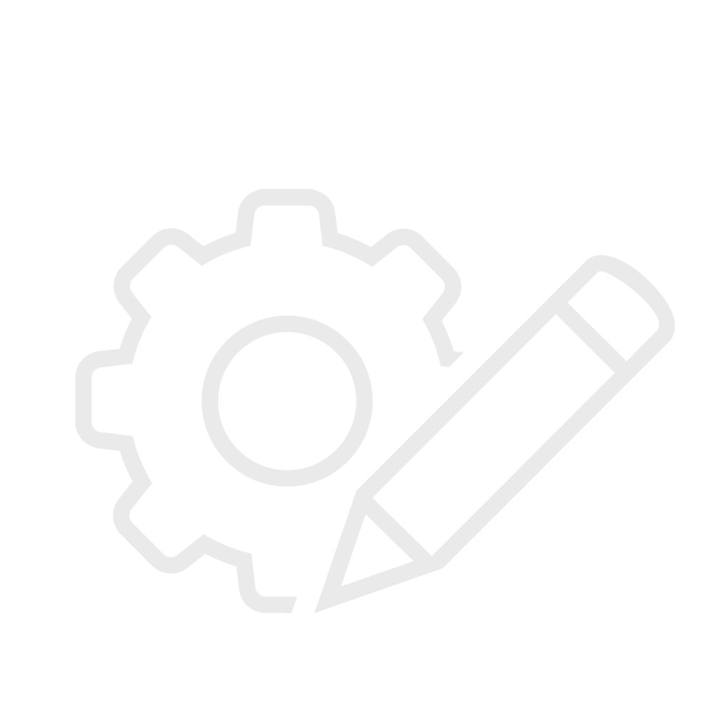 An icon of a gear and a pencil on a white background.