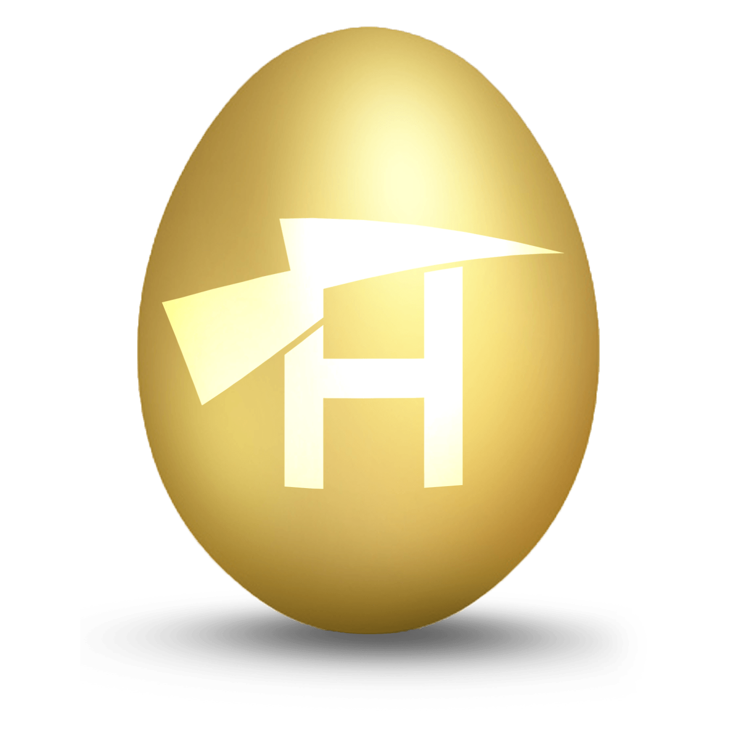 A golden egg with the Haredata logo on it