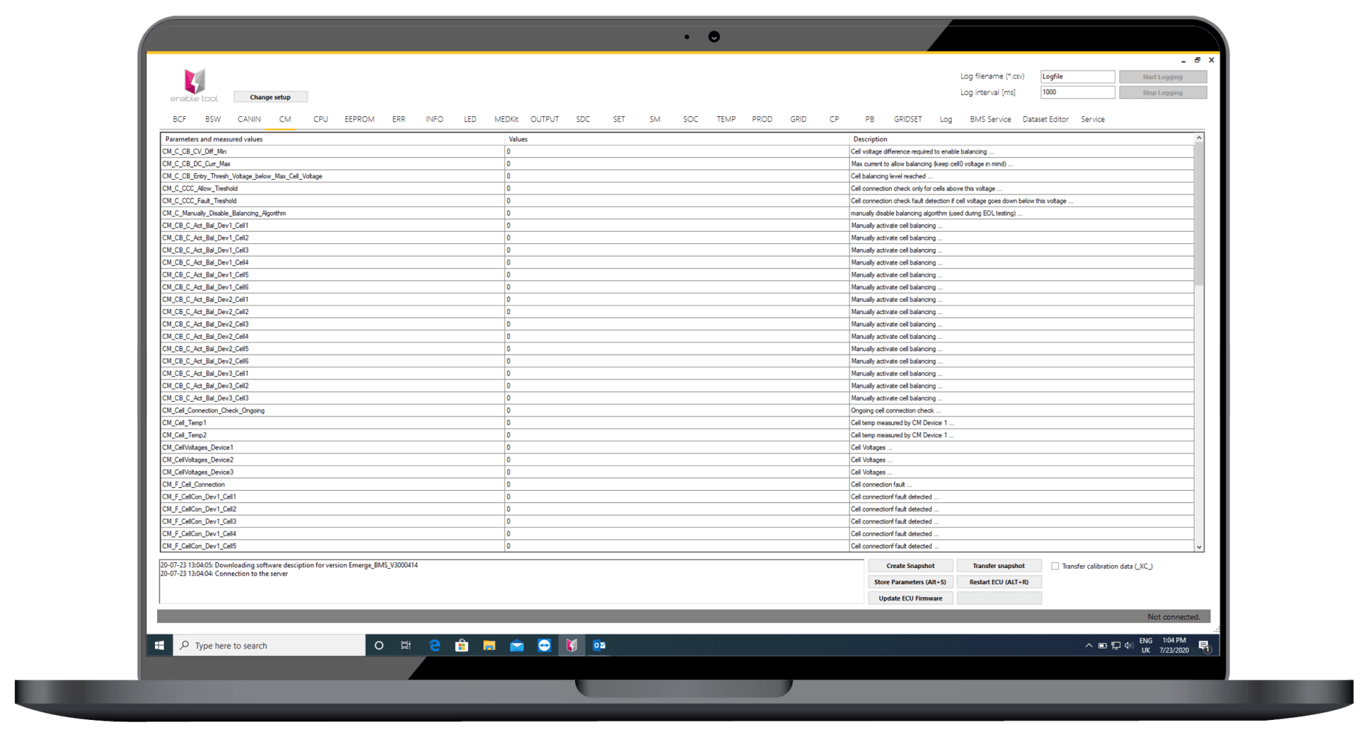 A laptop computer with a spreadsheet on the screen.