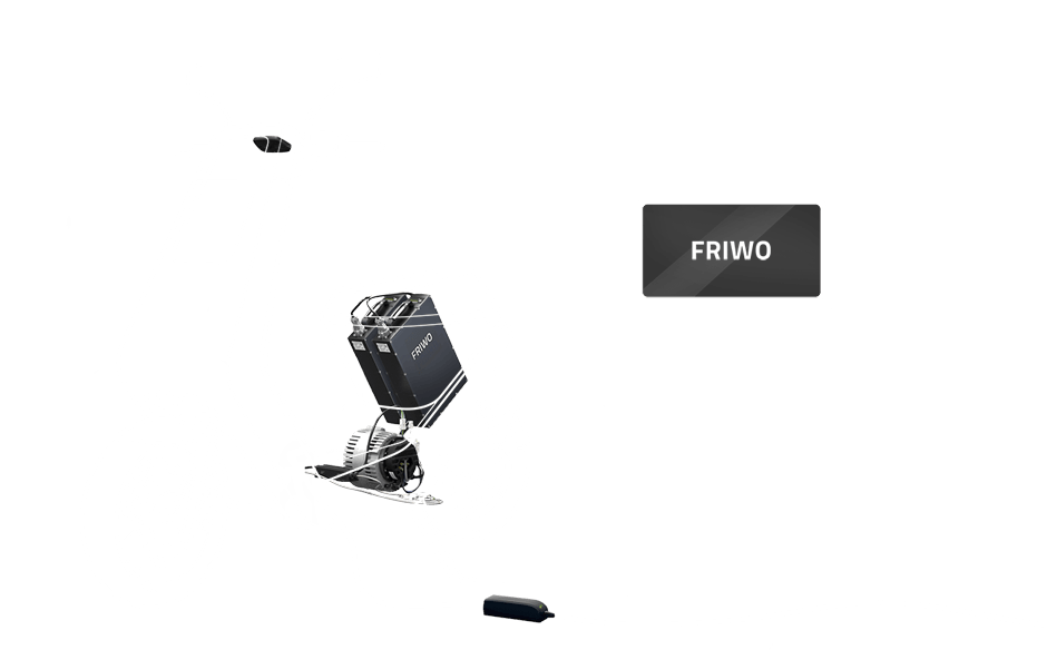 A picture of a friwo scooter on a white background.