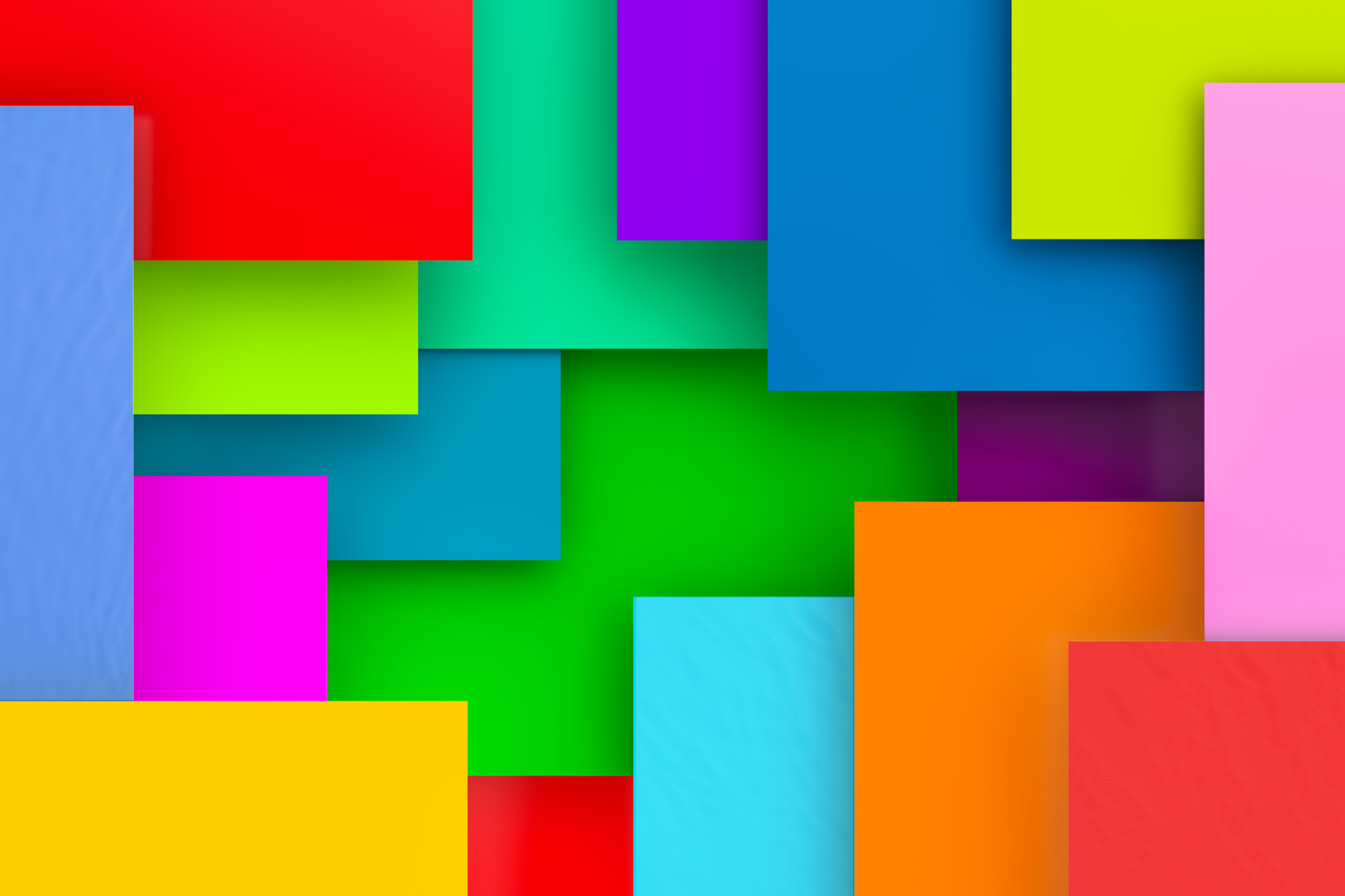 A bunch of colorful squares are stacked on top of each other on a white background.