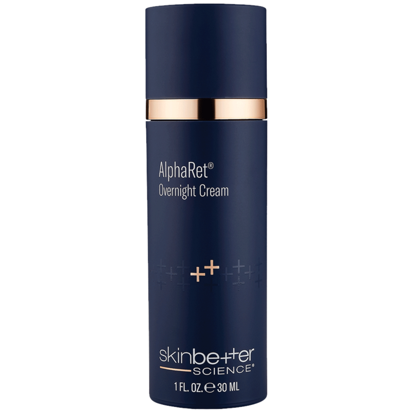 A bottle of skin better science alpharet overnight cream on a white background.