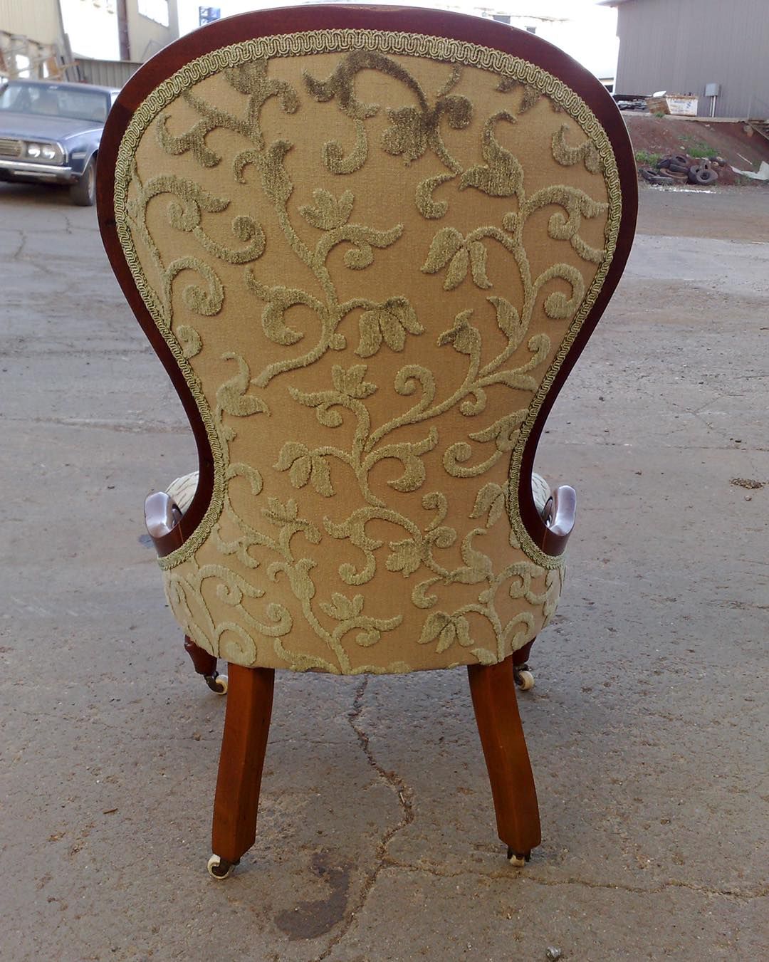 The Back of a Chair With a Floral Pattern on It — Aztak Upholstery In Manunda, QLD