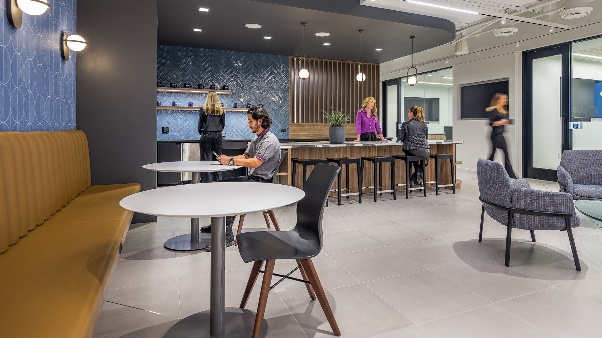 kitchen area in a coworking space