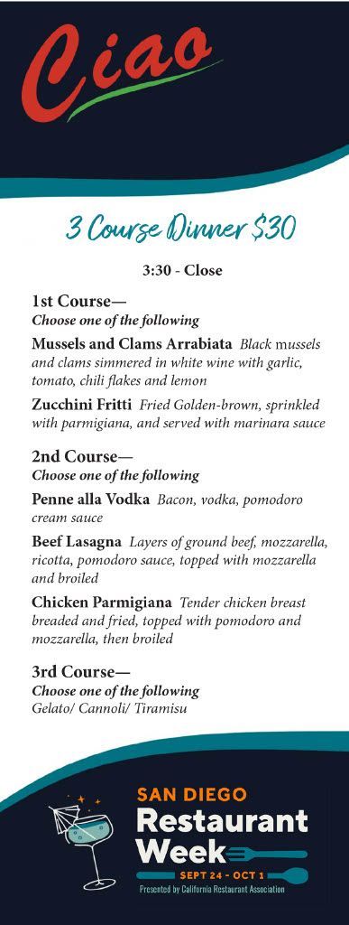 Restaurant Week 2023 Menu Ciao Ristorante Italiano   Restaurant Week Dinner Menu1024 1 A069d329 1920w 