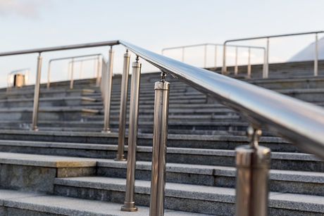 park stairs with tubular stainless handrails