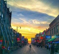 Memphis street at sunset
