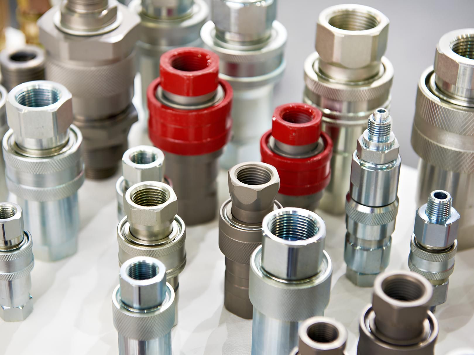 A Bunch Of Different Types Of Hydraulic Fittings — Action Hose & Fitting Solutions In Loganholme, QLD