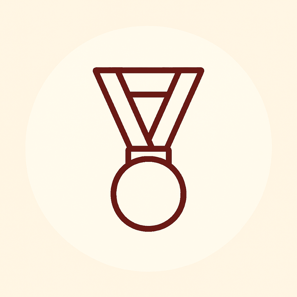 Outline icon of a medal symbolising medal engraving services.